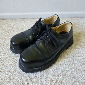 Vintage Mens Demonia Black Leather Steel Toed Shoes Size 10